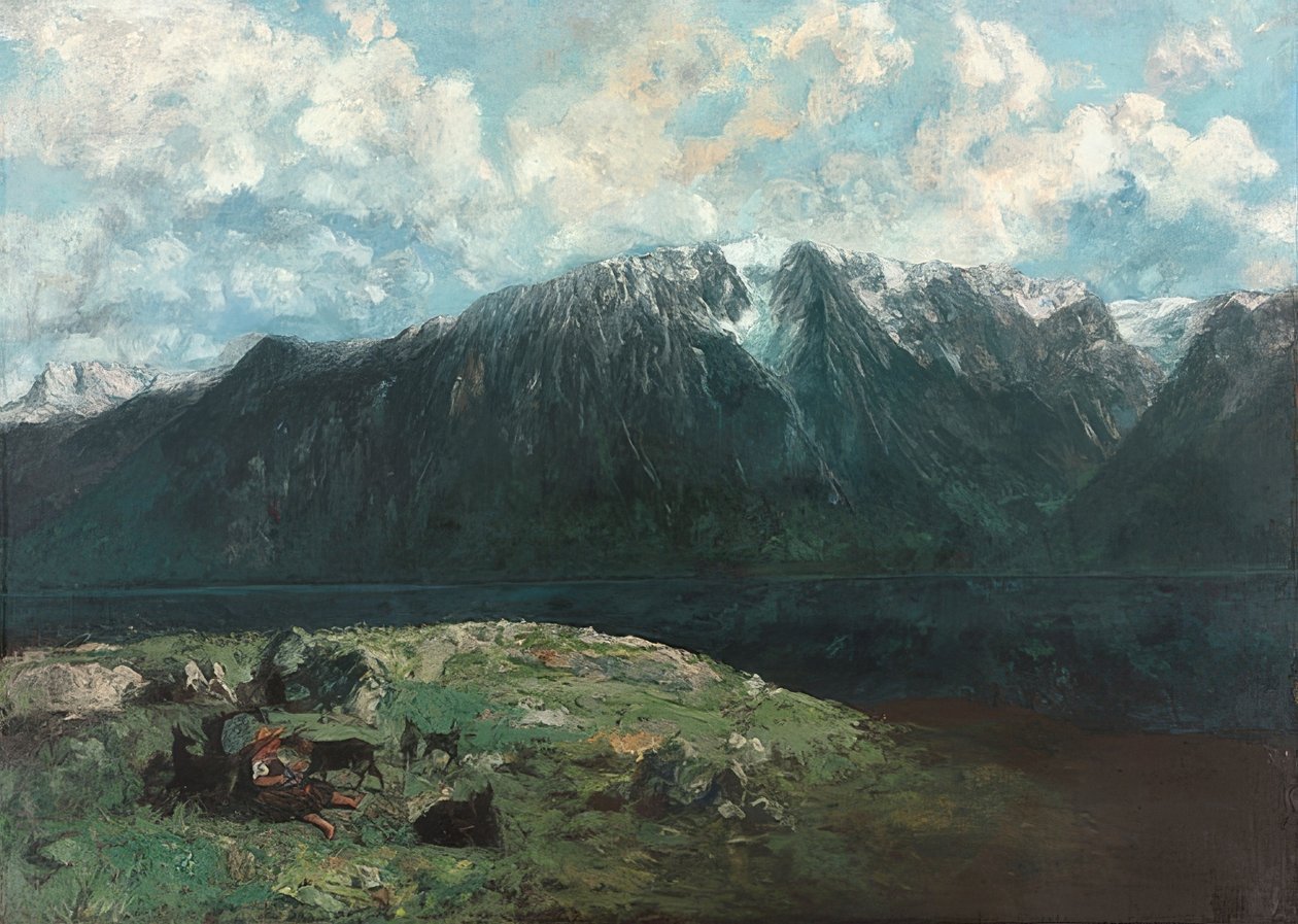 Panoramautsikt över Alperna, Les Dents du Midi. 1877 av Gustave Courbet