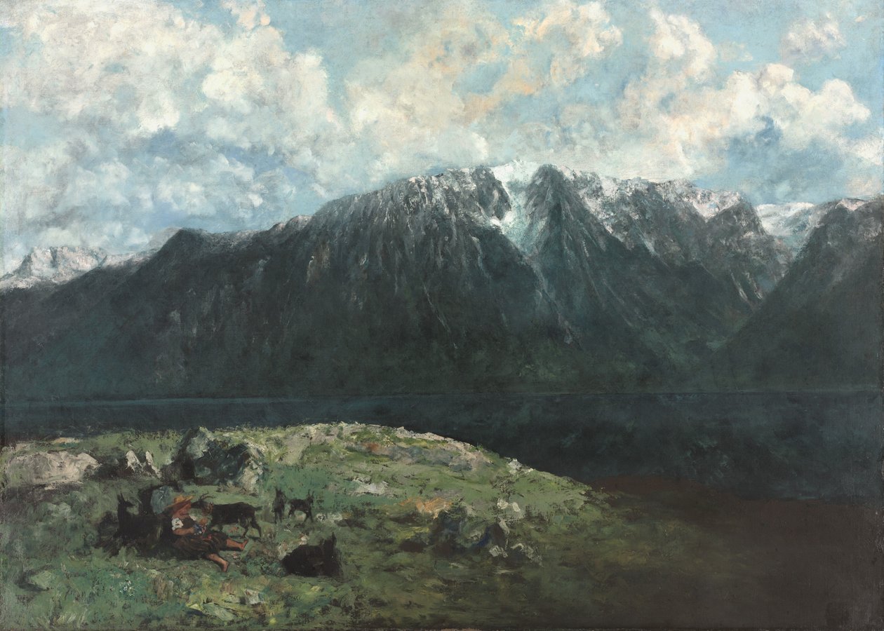 Panoramautsikt över Alperna, Les Dents du Midi av Gustave Courbet