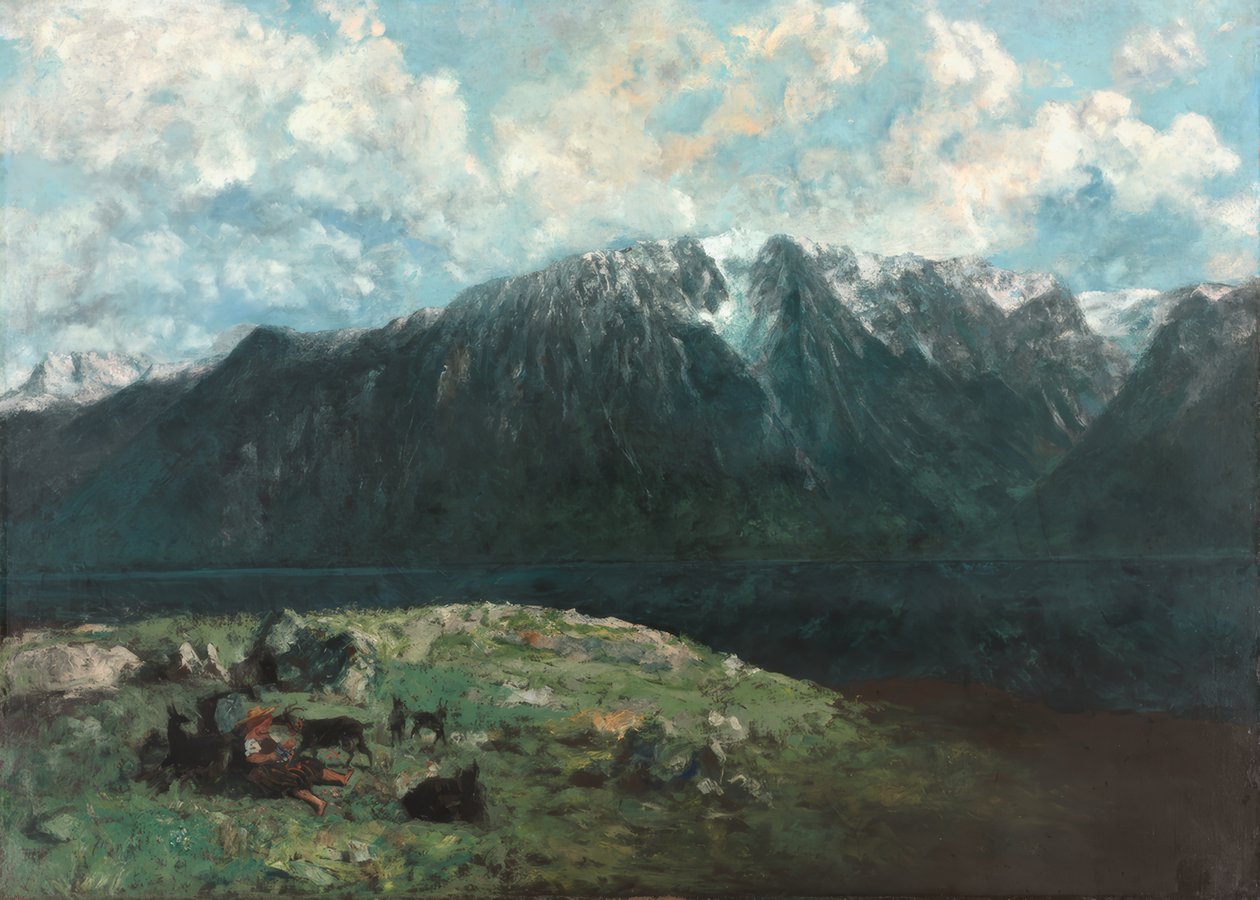 Panoramautsikt över Alperna, Les Dents du Midi av Gustave Courbet
