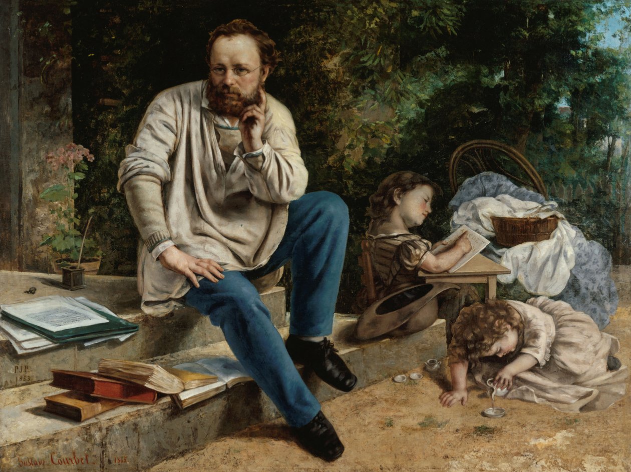Pierre-Joseph Proudhon 1809-1865 och hans barn, 1865. av Gustave Courbet