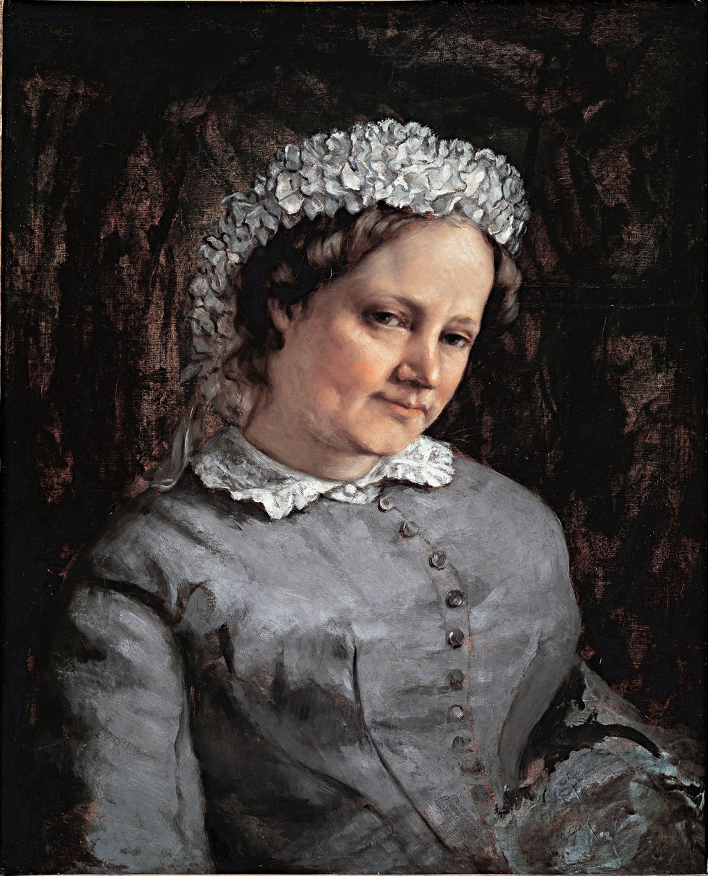Porträtt av Euphrasie Proudhon (olja på duk av Gustave Courbet