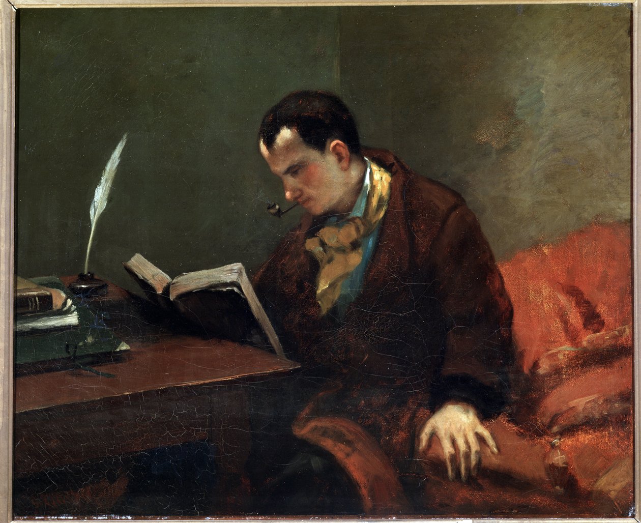 Porträtt av poeten Charles Baudelaire - olja på duk av Gustave Courbet