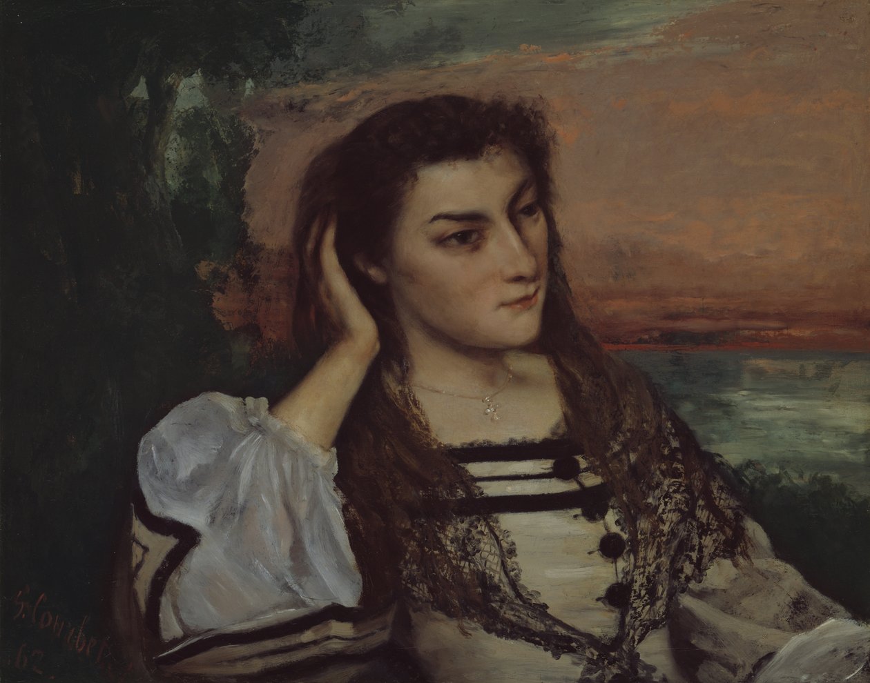Rêverie (Porträtt av Gabrielle Borreau) av Gustave Courbet