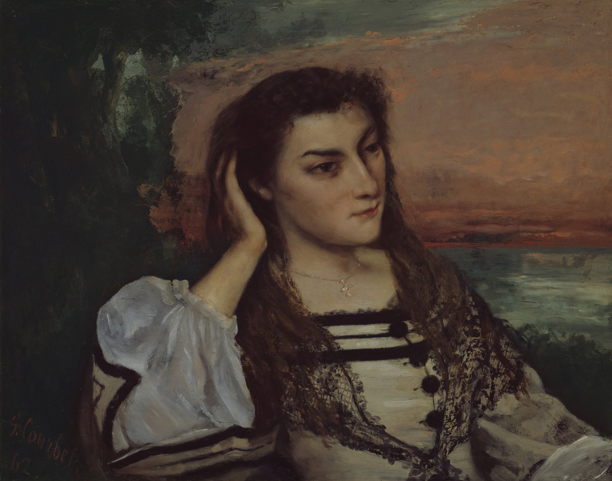 Reverie Porträtt av Gabrielle Borreau, 1862. av Gustave Courbet