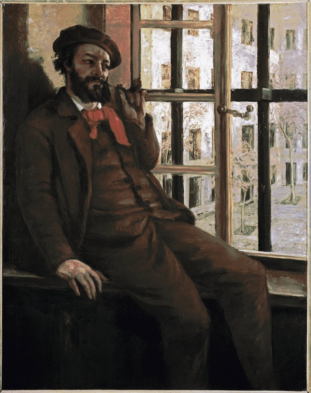 Självporträtt i Sainte-Pelagies fängelse Konstnären fängslades för att ha deltagit i kommunen - Målning av Gustave Courbet av Gustave Courbet