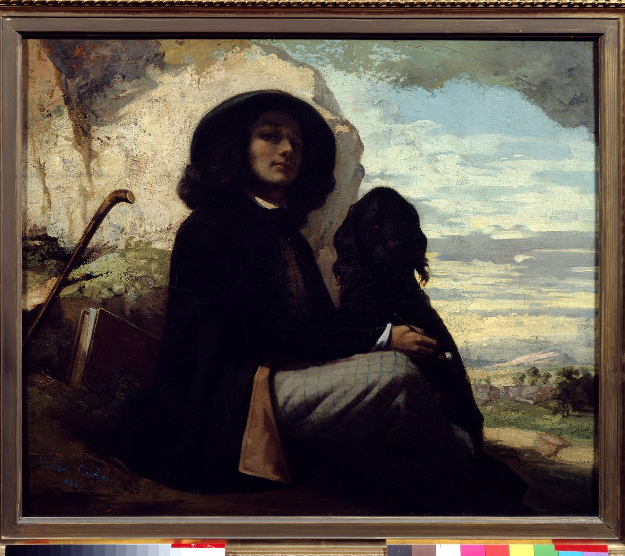 Självporträtt med sin hund av Gustave Courbet (1819-1877) 1842 av Gustave Courbet
