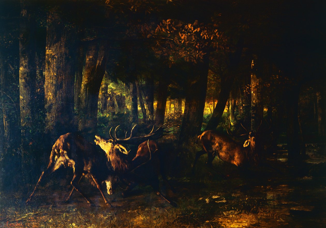 Vårens brunst, slaget mellan hjortar av Gustave Courbet