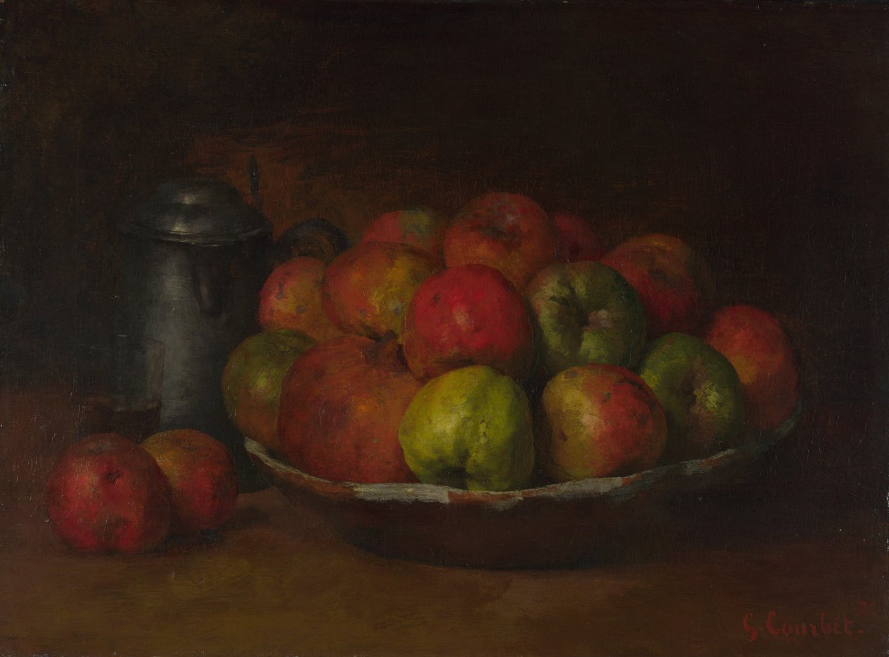 Stilleben med äpplen och ett granatäpple, 1871-1872 av Gustave Courbet