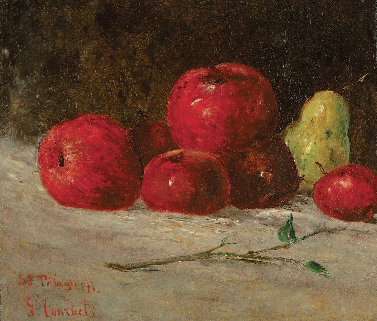 Stilleben, äpplen och päron, 1871 av Gustave Courbet