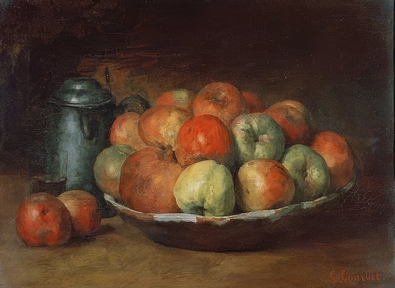Stilleben med äpplen och ett granatäpple. 1871-72 av Gustave Courbet