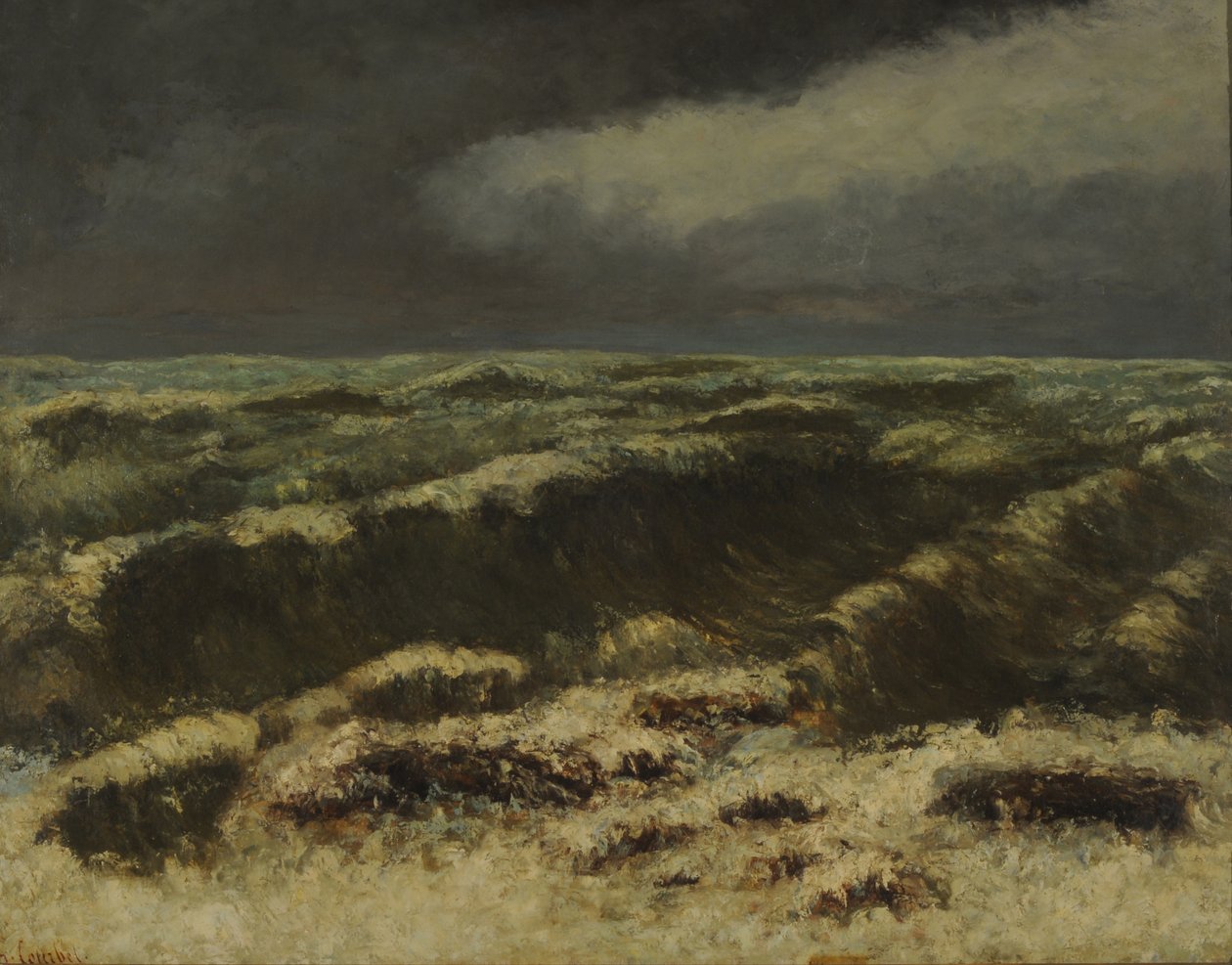 Stormigt hav (olja på duk) av Gustave Courbet