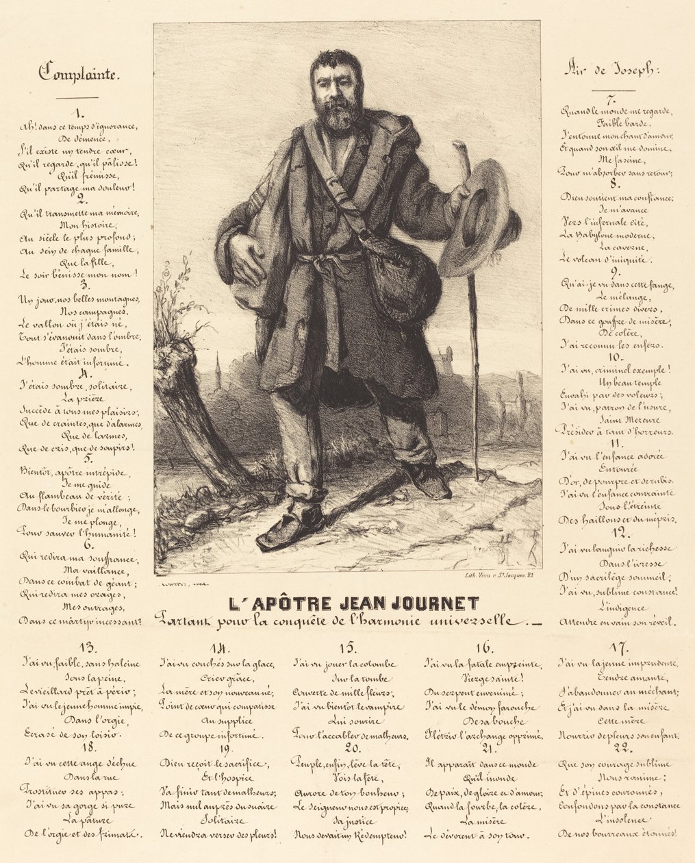 Aposteln Jean Journet ger sig ut för erövringen av universell harmoni av Gustave Courbet