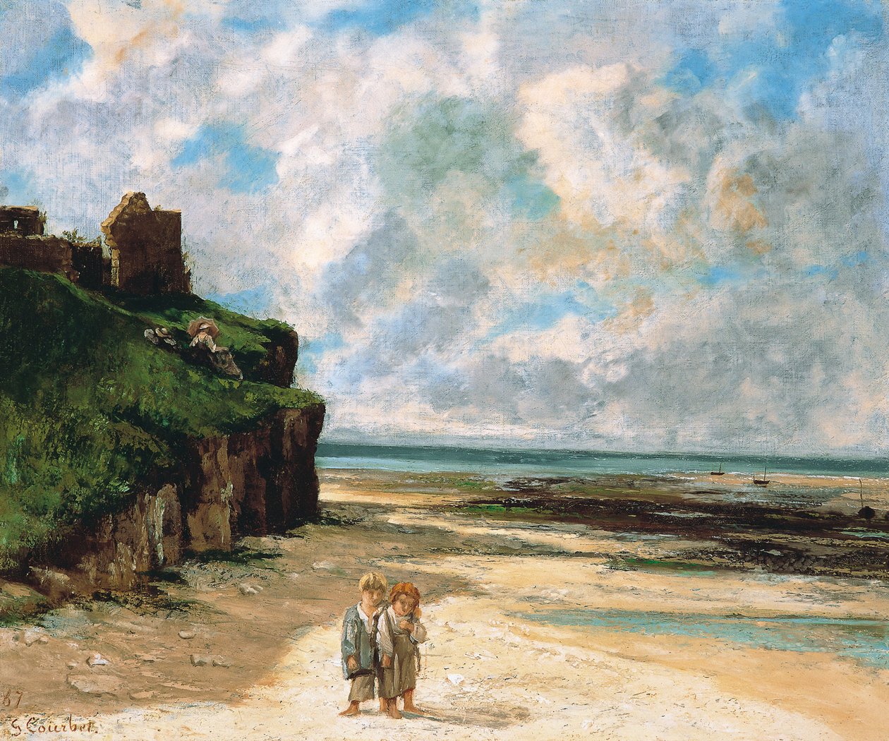 Stranden i Saint-Aubin-sur-Mer av Gustave Courbet