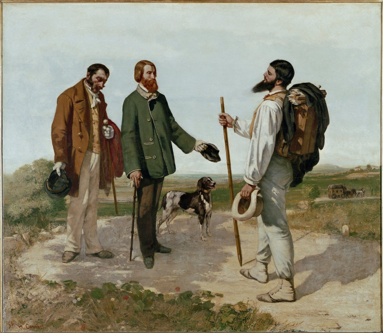 Mötet eller god morgon monsieur Courbet (olja på duk av Gustave Courbet