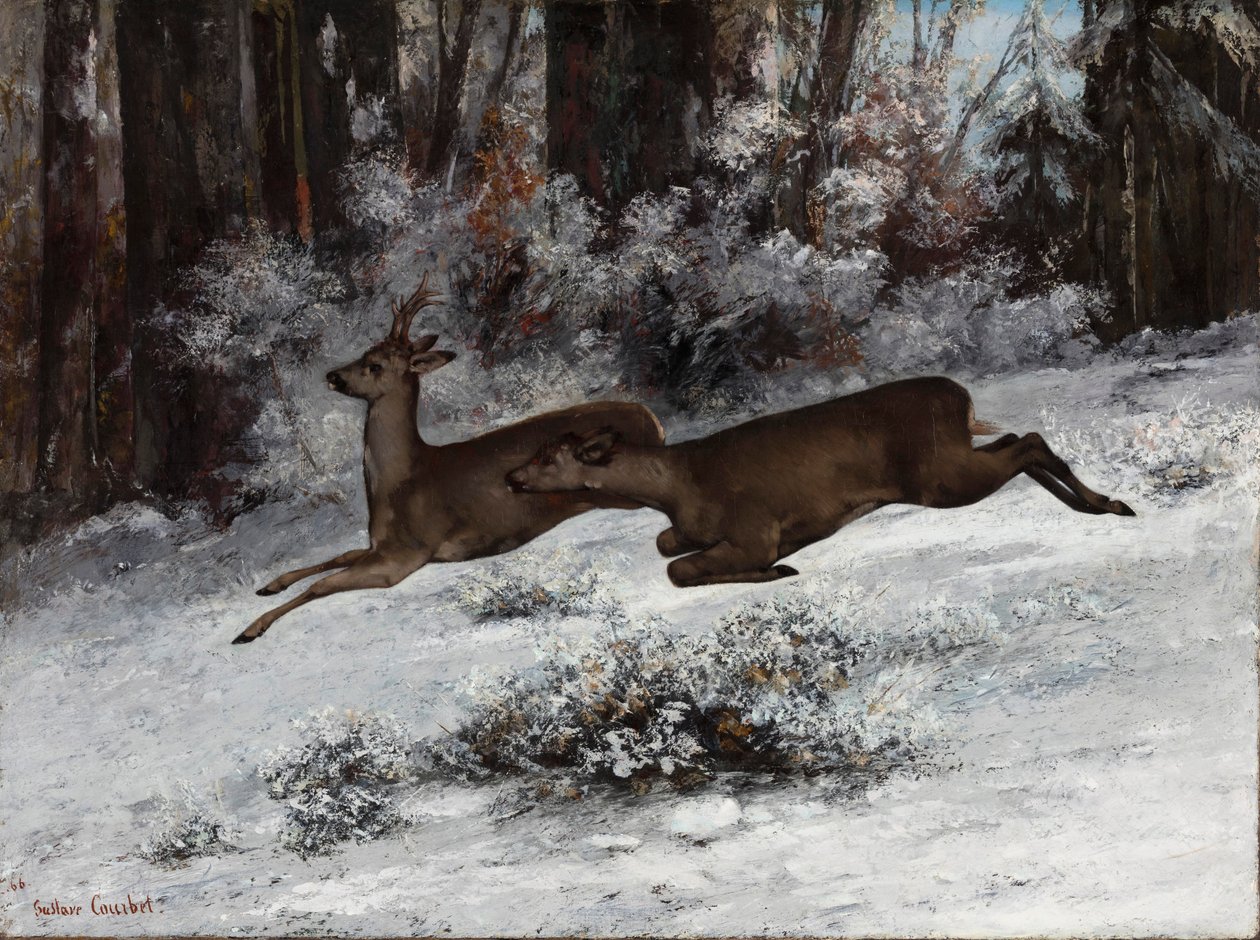 The Ruse, Roe Deer Hunting Episod Franche-Comte, 1866. av Gustave Courbet