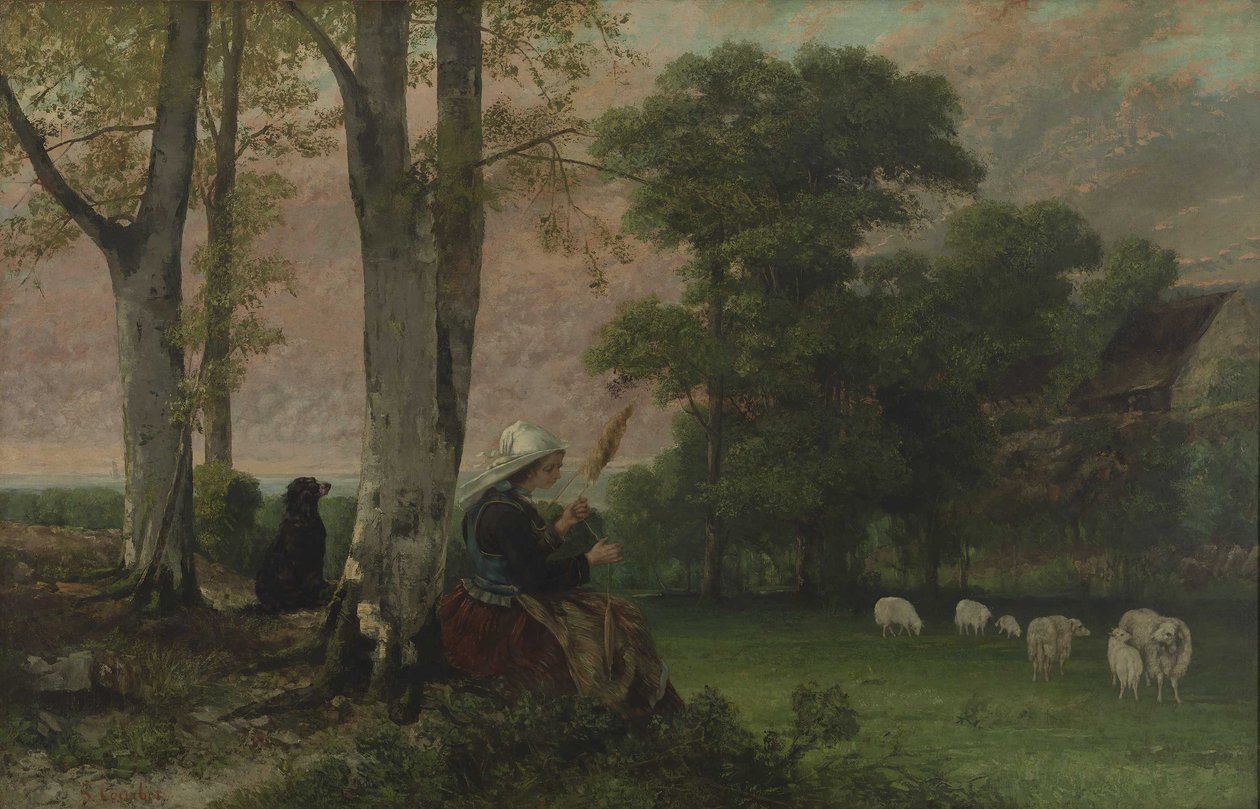 Herdinnan (Den bretonska spinnaren) av Gustave Courbet