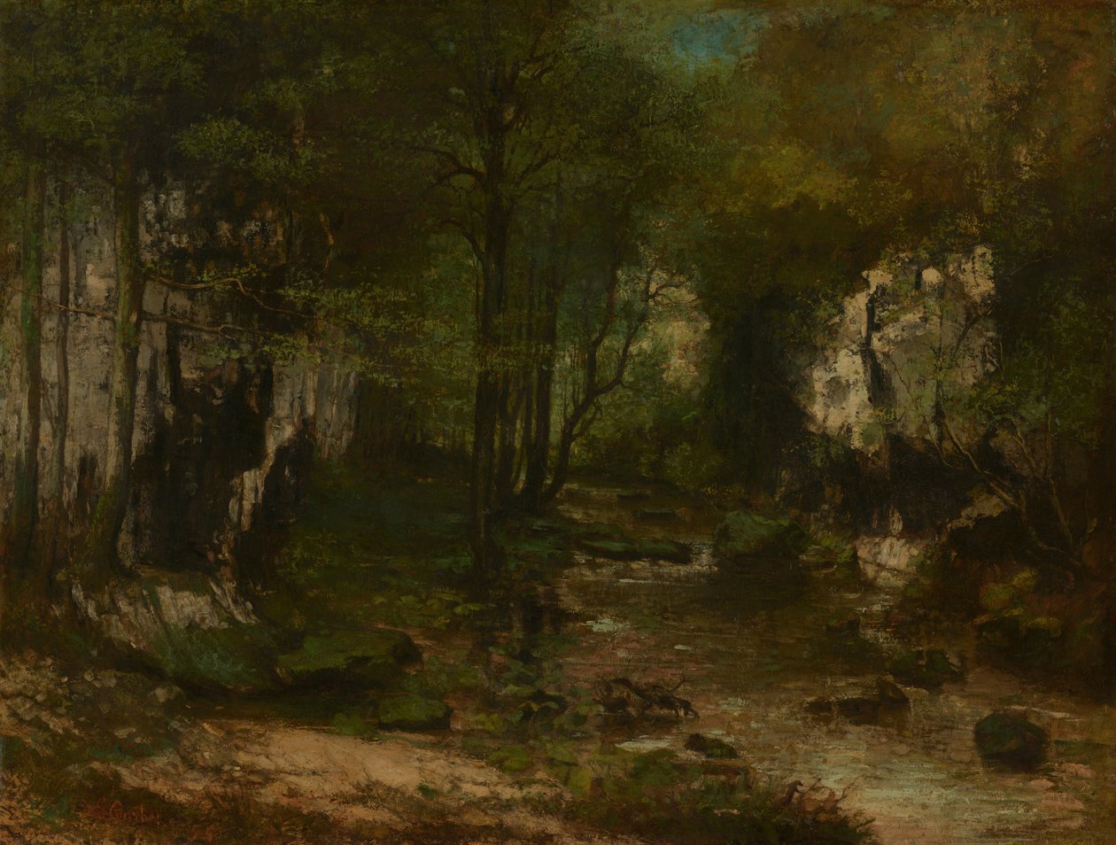 The Stream (Le Ruisseau du Puits-Noir; Loue-dalen) av Gustave Courbet