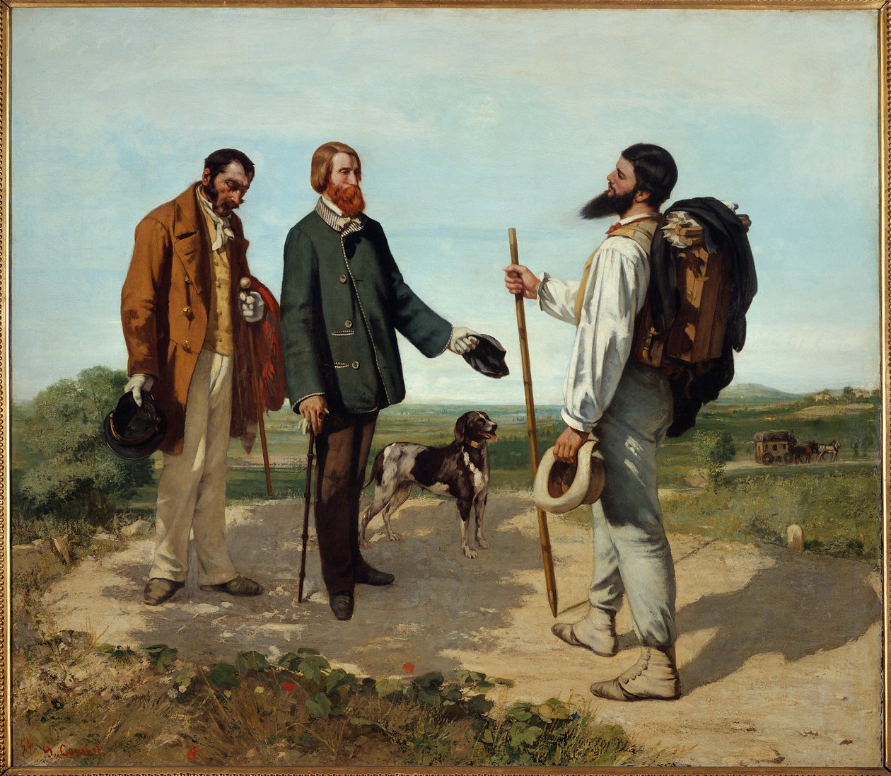 Mötet eller "Hej Mr. Courbet". Möte mellan Alfred Bruyas och Gustave Courbet. Målning av Gustave Courbet (1819-1877) av Gustave Courbet