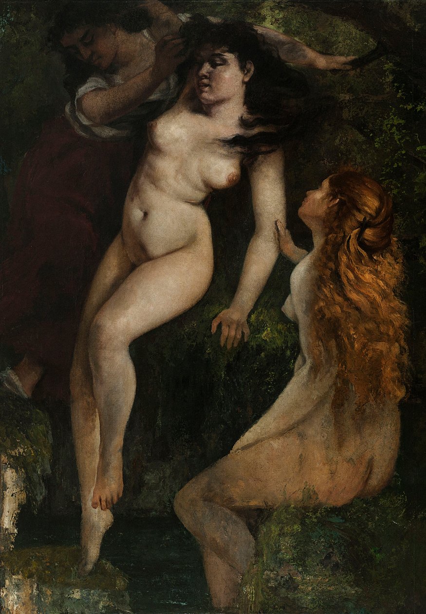 Tre badande kvinnor av Gustave Courbet