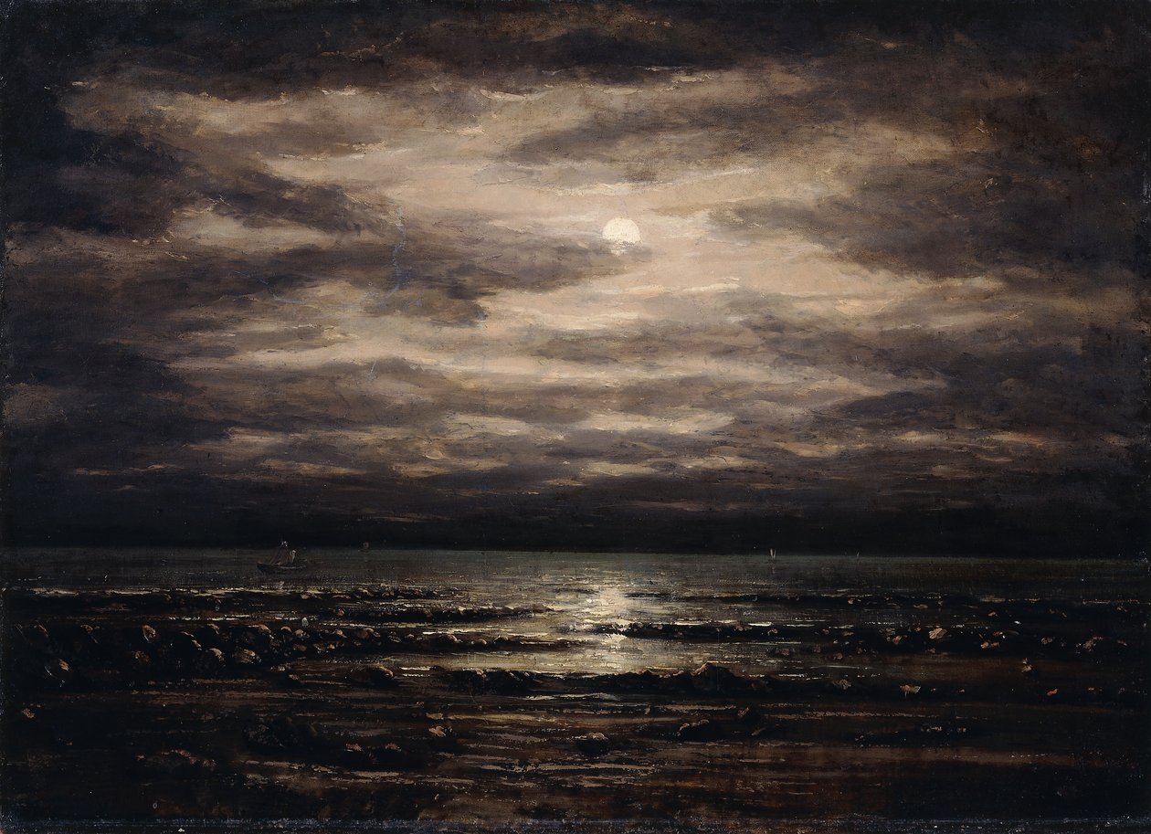Skymning vid sjön Leman i Bon Port, 1876 av Gustave Courbet