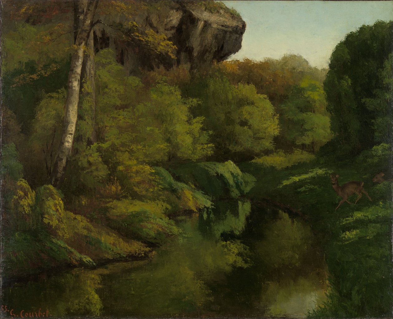 Utsikt i Fontainebleaus skog av Gustave Courbet