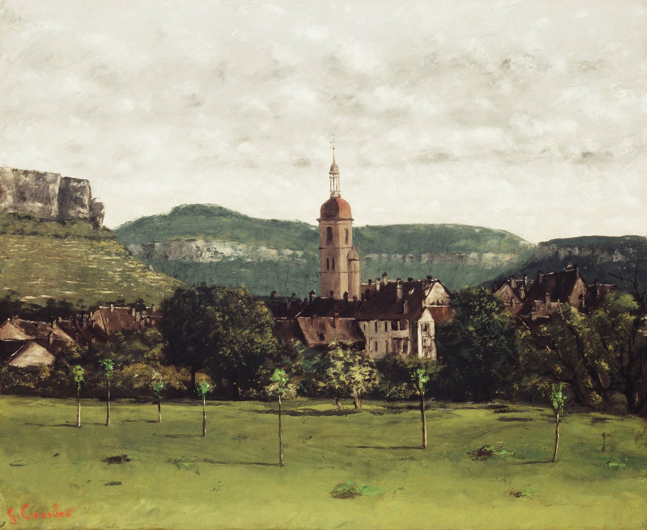 Vy över Ornans och dess klocktorn, c.1858 av Gustave Courbet