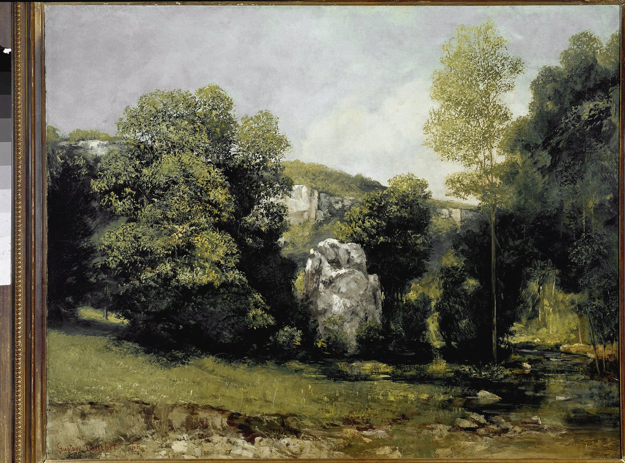 Utsikt över floden Breme (olja på duk av Gustave Courbet