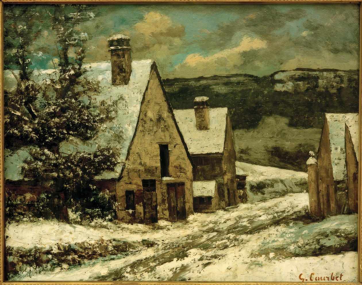 Byn under snön av Gustave Courbet