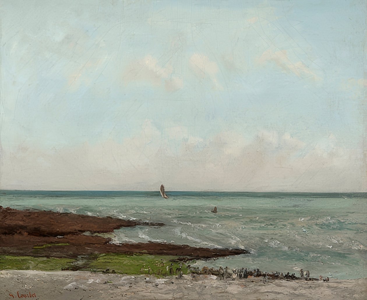 Tvättstugor på Ebbe, Étretat. 1866 eller 1869 av Gustave Courbet