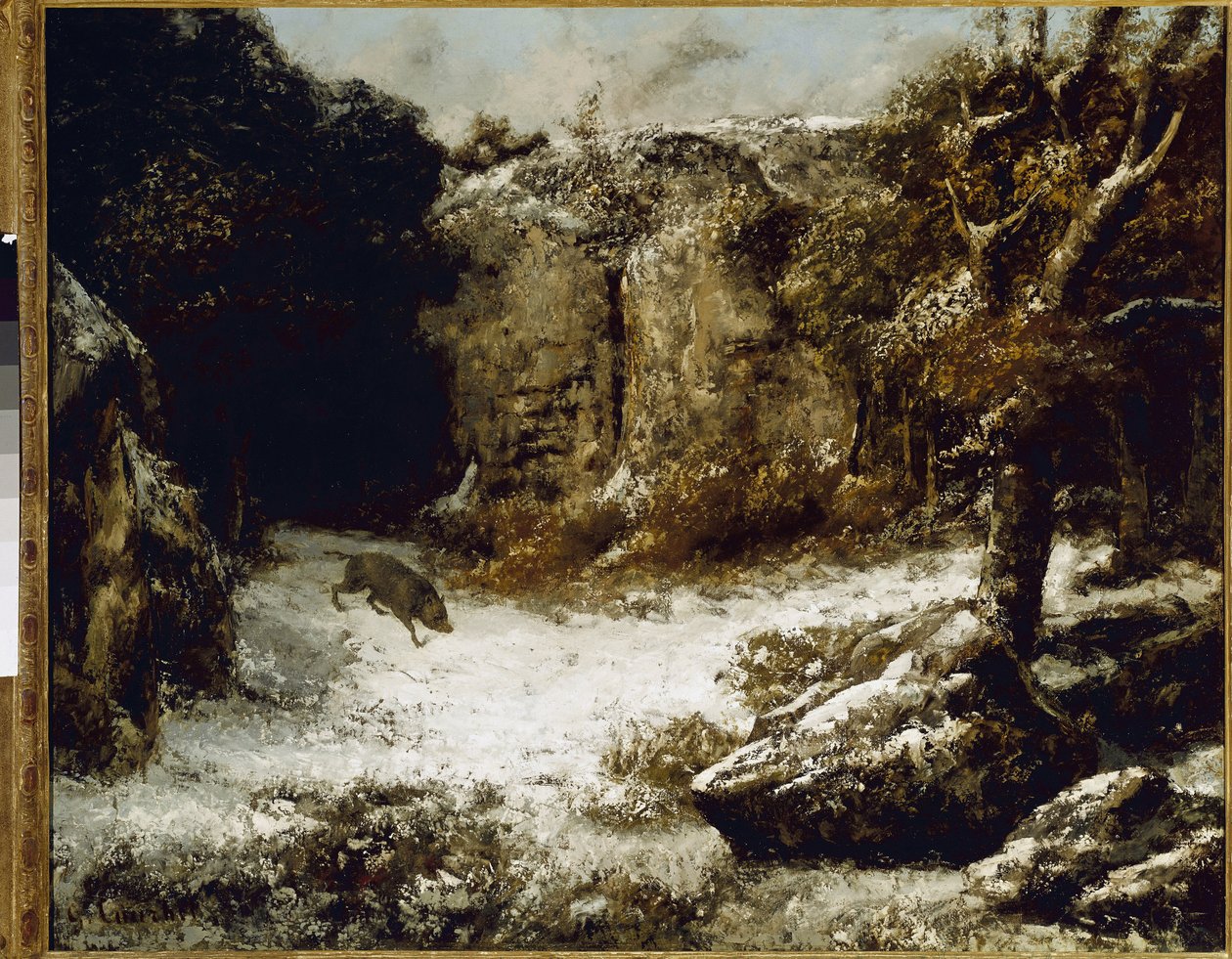 Vinterlandskap med galtar Målning av Gustave Courbet av Gustave Courbet