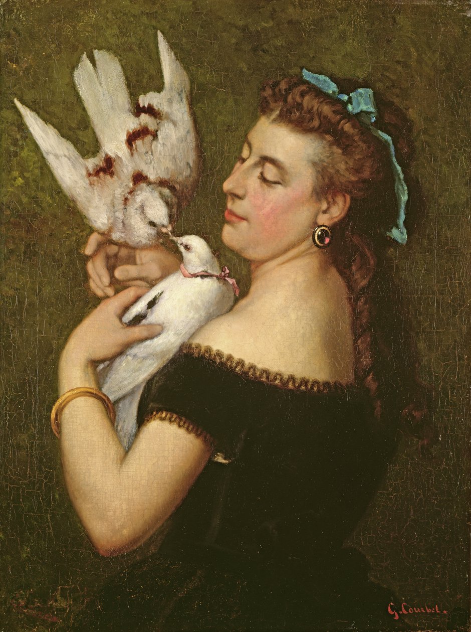 Kvinna med duvor av Gustave Courbet