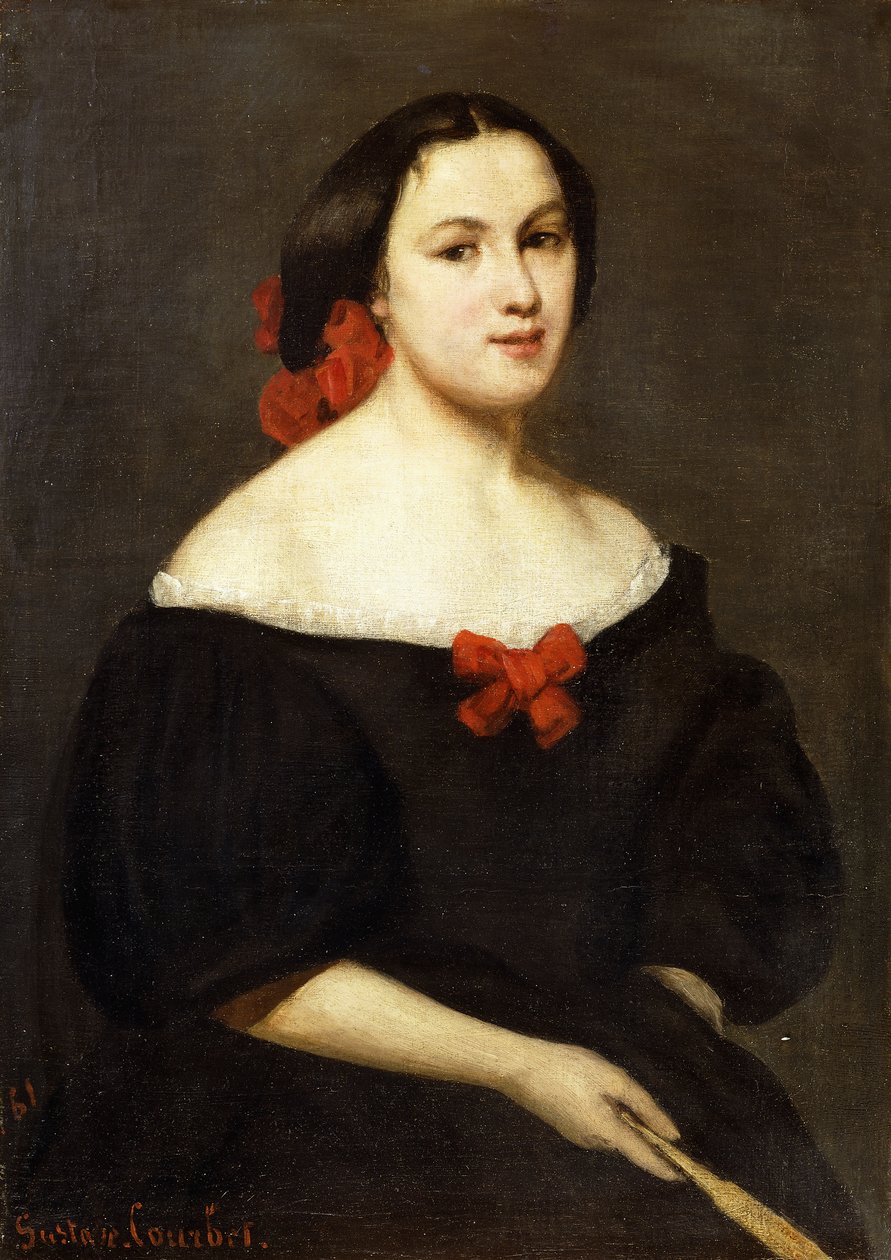 Kvinna med en fläkt; Femme a L"Eventail, 1861 av Gustave Courbet