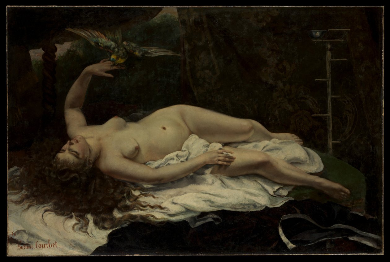 Kvinna med en papegoja av Gustave Courbet