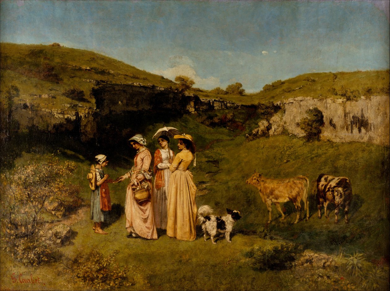 Byns unga damer, 1851-52. av Gustave Courbet
