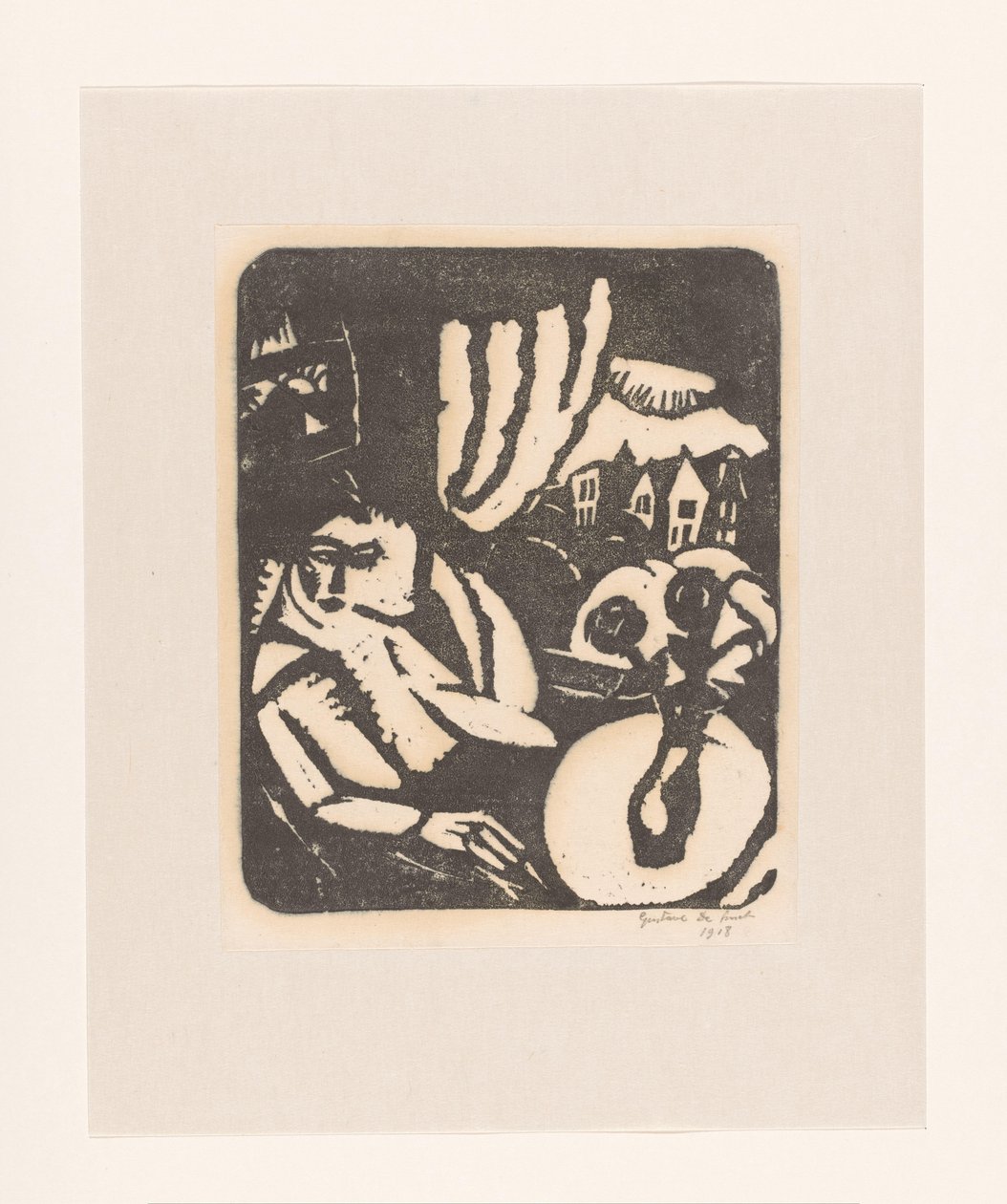 Kvinna som sitter vid ett fönster av Gustave De Smet (signed by artist)