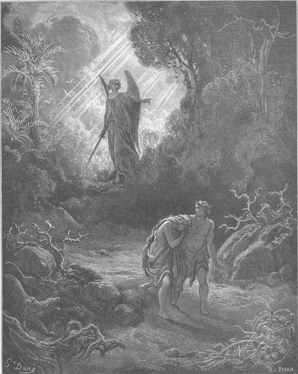 Adam och Eva drivs ut ur Eden (1 Mos. 3:1-6,13-24) av Gustave Dore