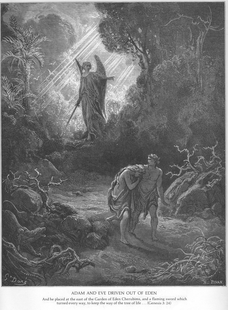 Adam och Eva drivs ut ur Eden av Gustave Dore