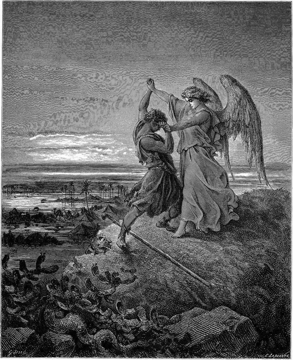 Jakob brottas med ängeln (1 Mos. 32:24-32) av Gustave Dore