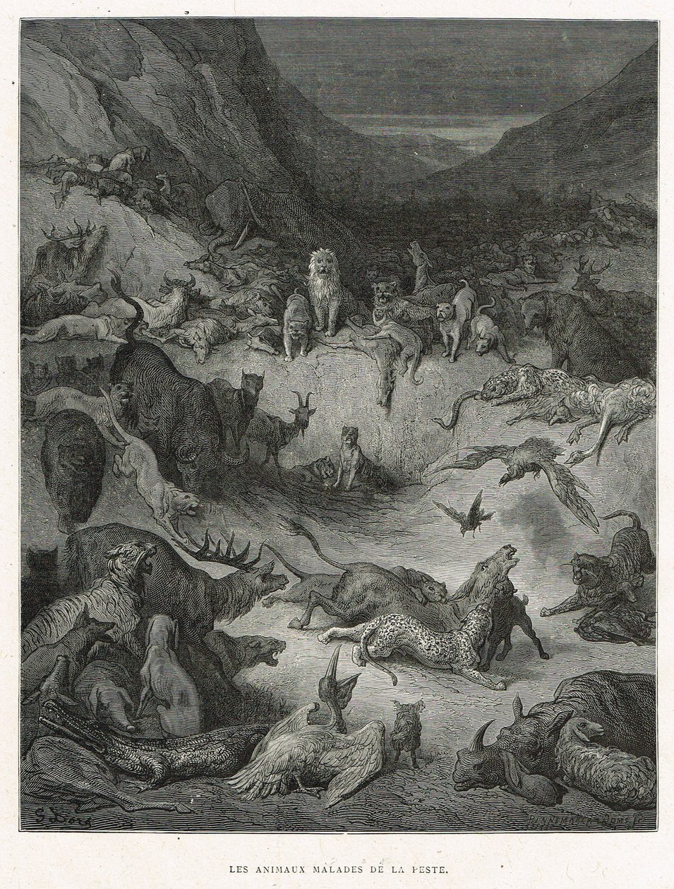 Djur som är sjuka av pesten av Gustave Dore