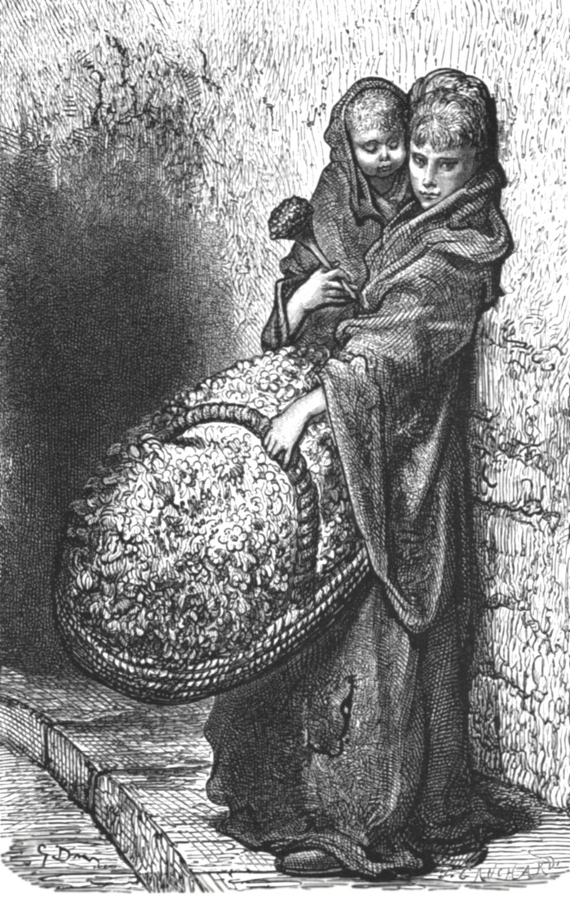 "En blomsterflicka", 1872. av Gustave Dore