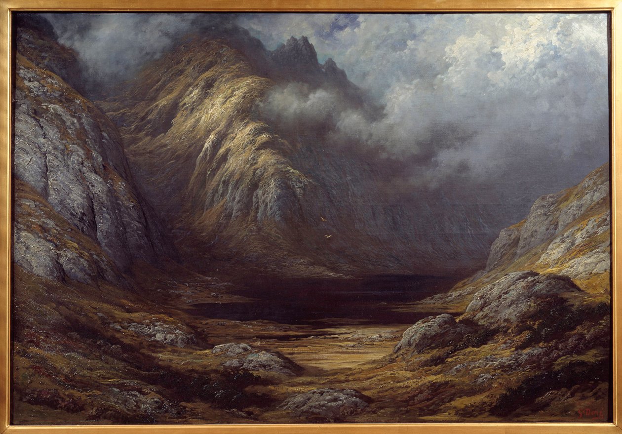 En sjö i Skottland efter stormen. Målning av Gustave Dore (1832-1883) av Gustave Dore