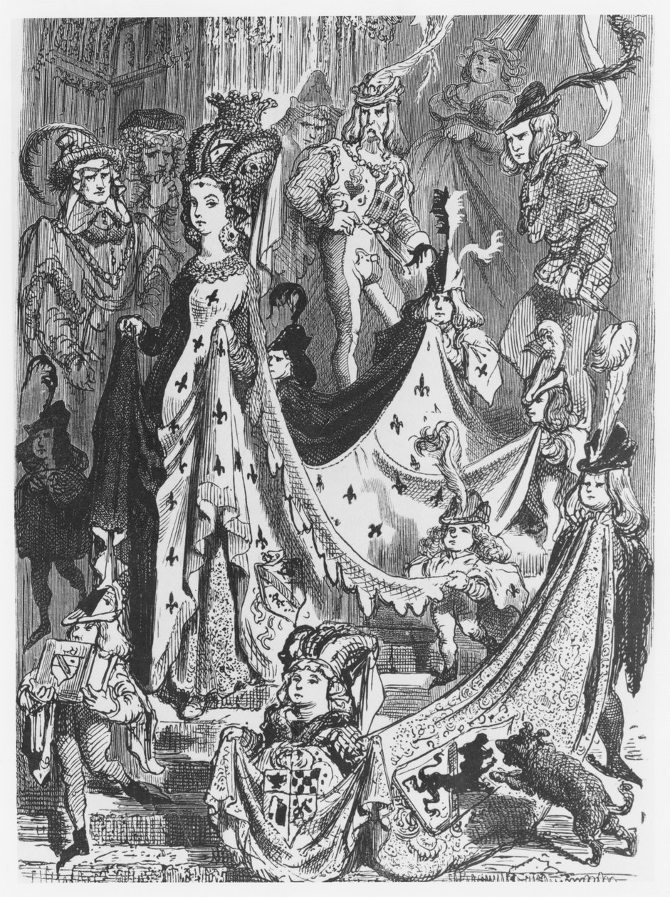 En drottning, illustration ur "Les Contes Drolatiques" av Honore de Balzac (1799-1850) av Gustave Dore