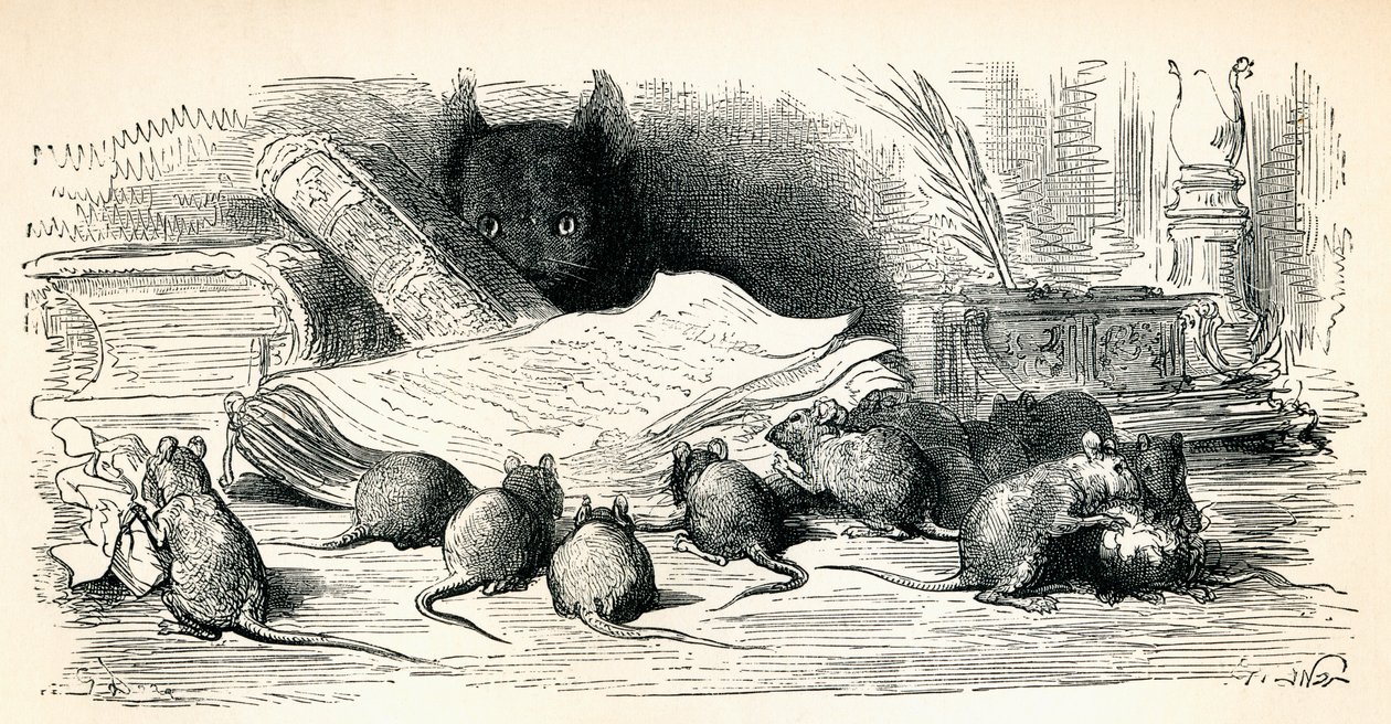 Efter ett verk av Gustave Dore från Fabler av La Fontaine. Ur Life and Reminiscences of Gustave Dore, publicerad 1885. av Gustave Dore