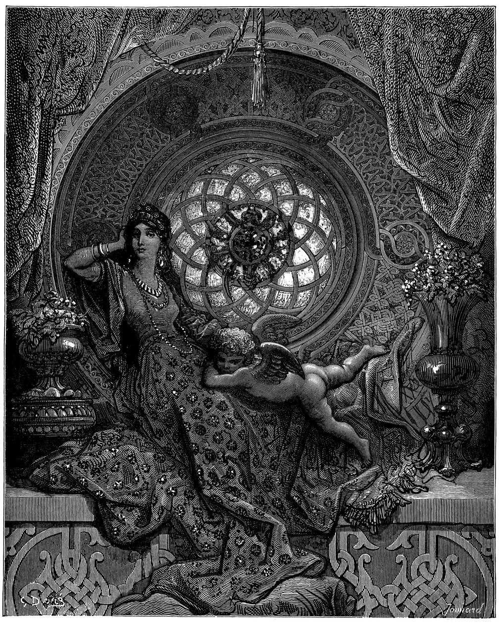 Alcinas skönhet övervinner alla Ruggieros farhågor av Gustave Dore