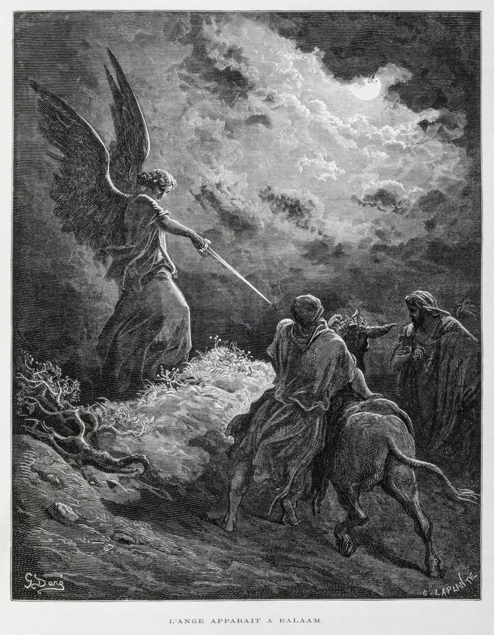 En ängel mötte Bileam med ett svärd, illustration från Dore-bibeln av Gustave Dore