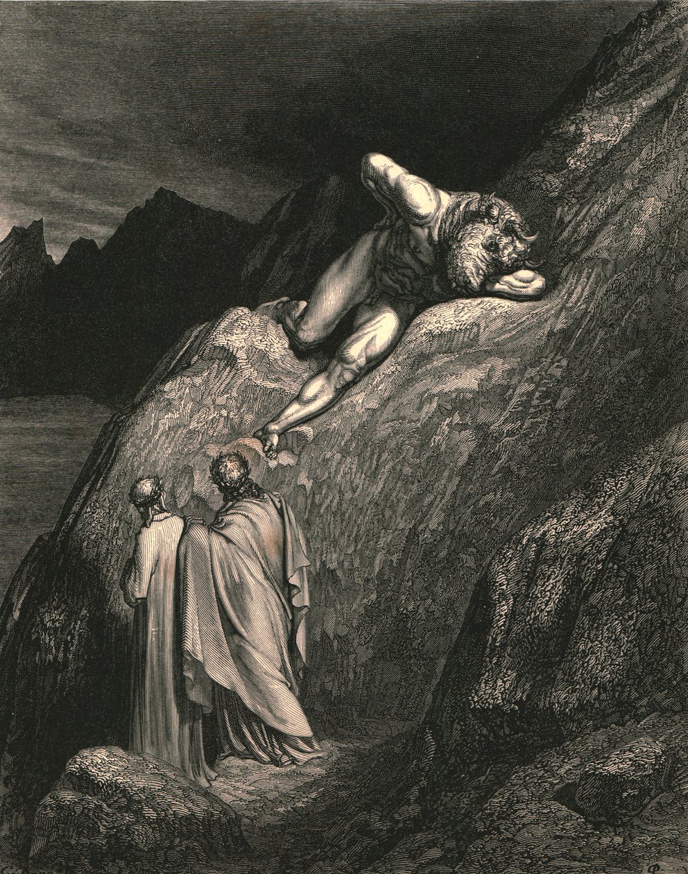 Och där vid punkten av den avskilda åsen låg Kretas skändning, c1890. av Gustave Dore