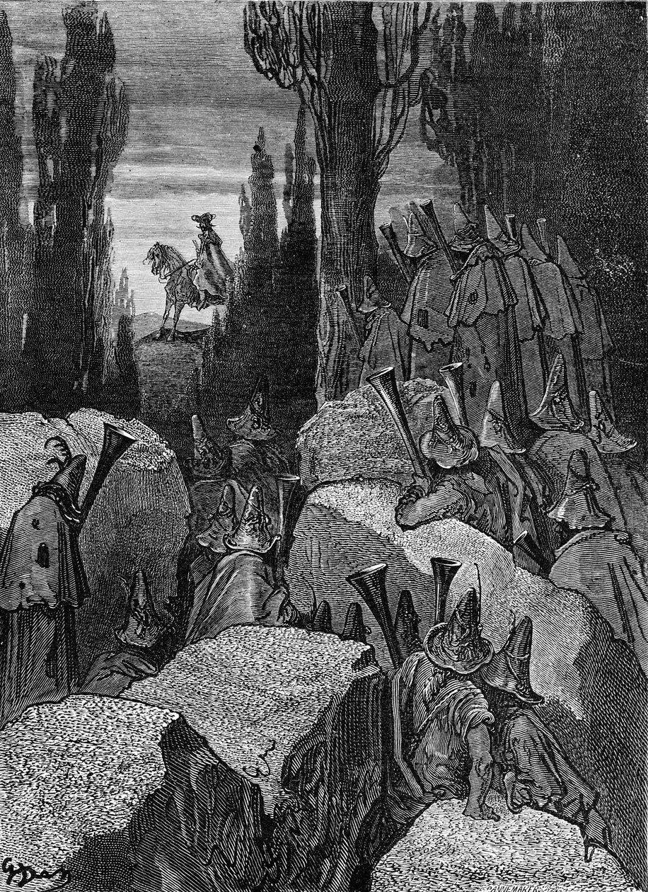 Baron Münchausen: Landsvägsmän / soldater, av Doré. av Gustave Dore
