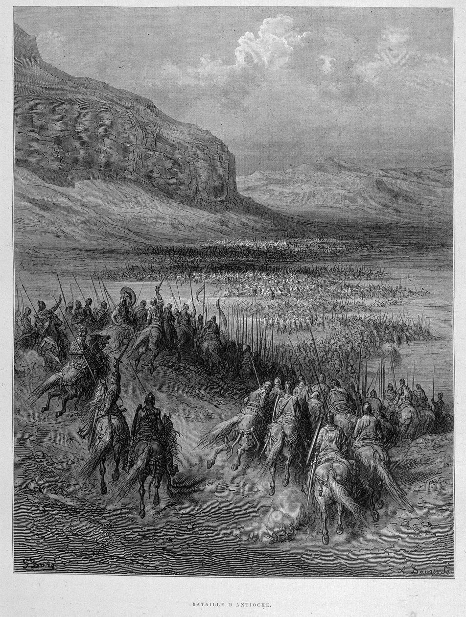 Slaget vid Antiokia under det första korståget av Gustave Doré av Gustave Dore