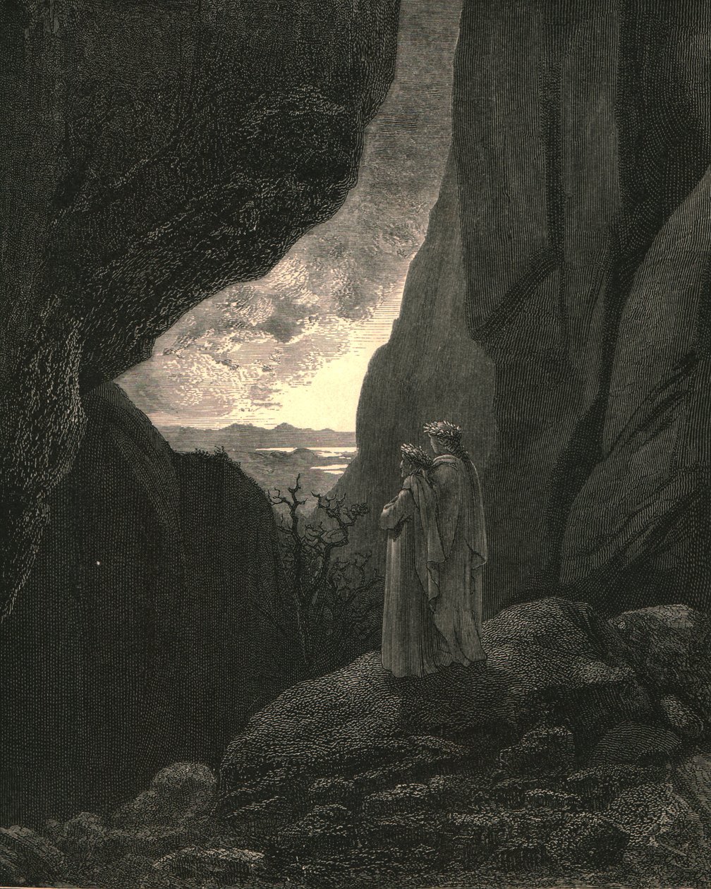 På det dolda sättet gick min guide och jag in, för att återvända till den mässa världen, c1890. av Gustave Dore