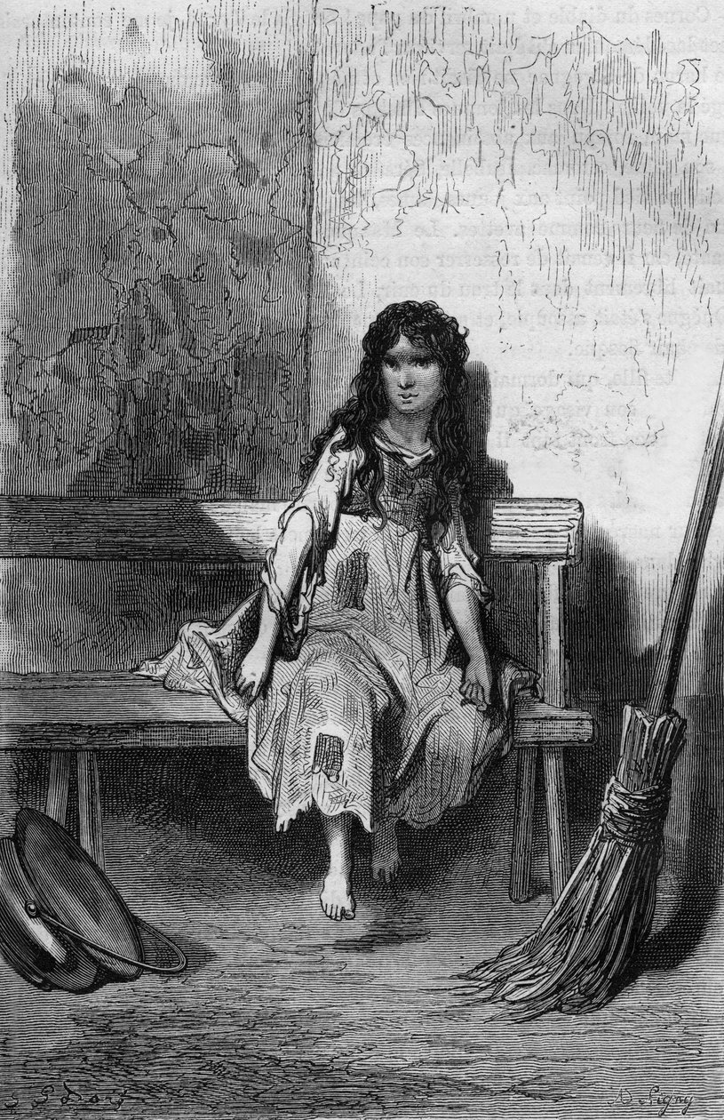 Chiquita, illustration av Gustave Dore av boken Captain Fracasse av Theophile Gautier av Gustave Dore